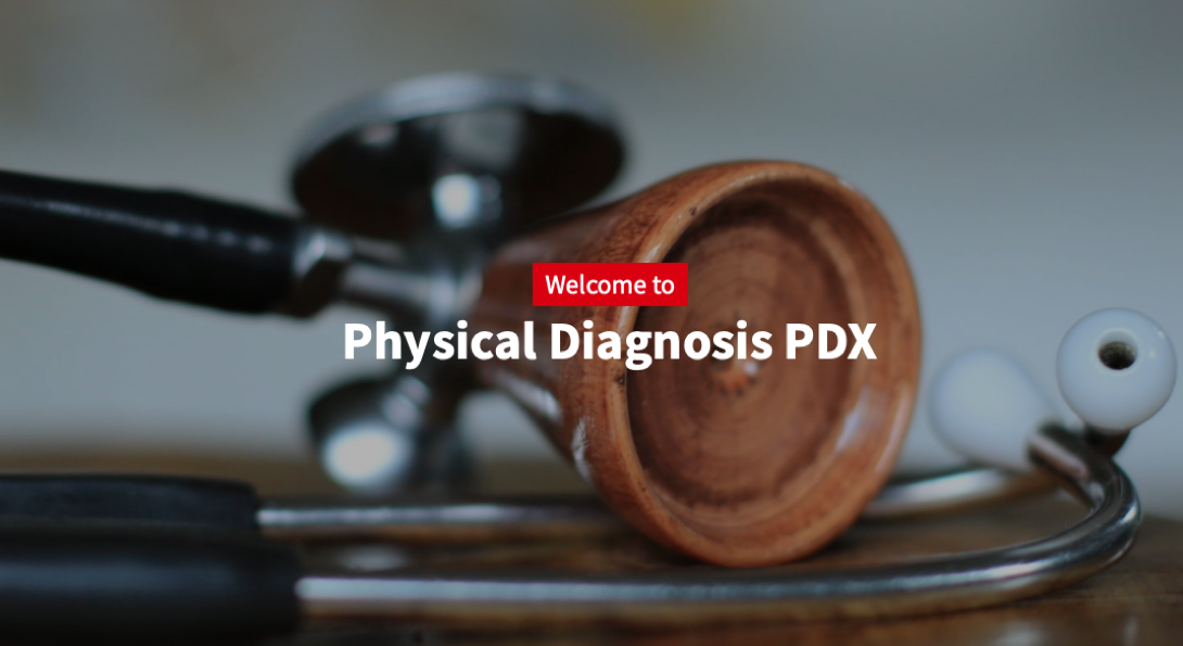 Screenshot of the Physical Diagnosis PDX website