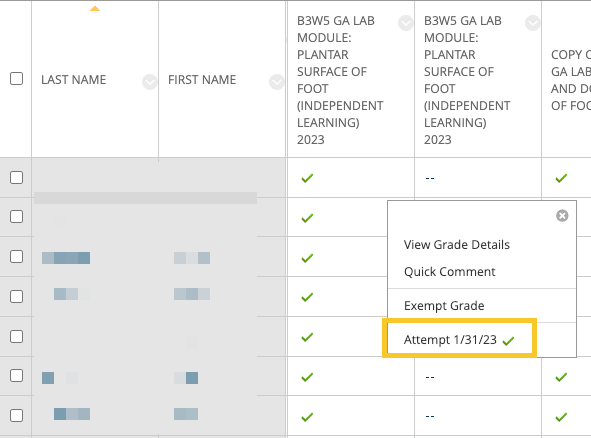 Blackboard Grade Center